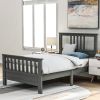 Wood Platform Bed with Headboard and Footboard, Twin (Gray) - as pic