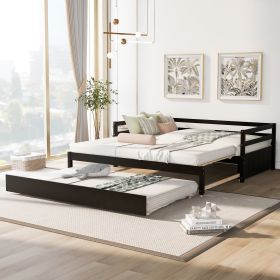 Twin or Double Twin Daybed with Trundle,Espresso - as pic