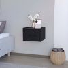 Floating Nightstand Calion, Bedroom, Black - Black