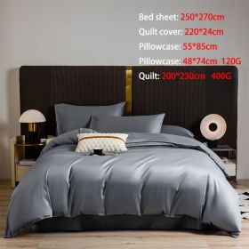 Comfortable high-grade soft cotton bedding, four-piece set, bed sheet * 1, duvet cover * 1, pillowcase * 2  - gray - With pillowcase and comforter