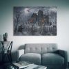 Drop-Shipping Framed Canvas Wall Art Decor Painting For Halloween, Haunted Ghost Hause Painting For Halloween Gift, Decoration For Halloween Office Li