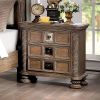 Transitional Rustic Natural Tone 1pc Nightstand Only Solid wood 3-Drawers Bronze Round Knobs Bedside Table Bedroom Furniture - as Pic
