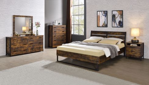 ACME Juvanth Eastern King Bed in Rustic Oak & Black Finish 24247EK - as Pic