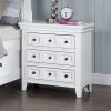 Transitional Style White Color Solid wood 1pc Nightstand Only Bedroom Furniture Bedside Table Round Knobs 3-Drawers Nightstand - as Pic