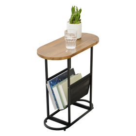 Acacia Oval Small Side Tables Living Room Small Space With Magazines Organizer Storage Space - as Pic