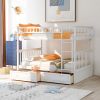 Full over Full Bunk Bed with Drawers, Convertible Beds, White(OLD SKU: SM000241AAK-1) - as Pic