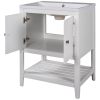 [VIDEO] 24" White Modern Sleek Bathroom Vanity Elegant Ceramic Sink with Solid Wood Frame Open Style Shelf (OLD SKU: JL000001AAK) - as Pic