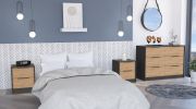 Centura 3-Piece Bedroom Set, Two Nightstands and Dresser, Black and Pine - as Pic