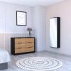 Cornwall 2-Piece Bedroom Set, Wall Mounted Shoe Rack and Dresser, Black, Mirror and Pine - as Pic