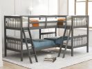 L-Shaped Bunk Bed with Ladder,Twin Size-Gray(OLD SKU :LP000020AAE) - as Pic