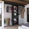 Manchester 250 Closet System, Five Open Shelves, One Drawer, Three Metal Rods -Black - as Pic