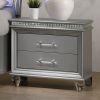 Classic Silver1pc Nightstand Only Contemporary Solid wood 2-Drawers Felt-lined Top English Dovetail Acrylic Legs & Pull Handle - as Pic