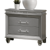 Classic Silver1pc Nightstand Only Contemporary Solid wood 2-Drawers Felt-lined Top English Dovetail Acrylic Legs & Pull Handle - as Pic