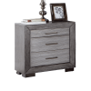 Gray Color Nightstand Bedroom 1pc Nightstand Solid wood Bar Handles 3-Drawers bedside Table Metal Bracket Legs USB Ports - as Pic