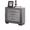 Gray Color Nightstand Bedroom 1pc Nightstand Solid wood Bar Handles 3-Drawers bedside Table Metal Bracket Legs USB Ports - as Pic