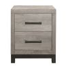 Attractive Gray Finish 1pc Nightstand of 2x Drawers Metal Bar Hardware Premium Melamine Board Wooden Bedroom Furniture - as Pic