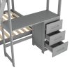 Twin over Full Bunk Bed with Built-in Desk and Three Drawers,Grey - as pic