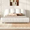 King Size Luxury Upholstered Bed With Thick Headboard, Leather King Bed with Oversized Padded Backrest, White(Expect Arrive date 2024/2/15) - as Pic