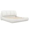 King Size Luxury Upholstered Bed With Thick Headboard, Leather King Bed with Oversized Padded Backrest, White(Expect Arrive date 2024/2/15) - as Pic