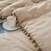 Boho Comforter Set, Boho Bedding set with Pom Poms Fringe Design, 1 Aesthetic Comforter and 2 Pillowshams - Beige - Full