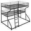 Full XL over Twin XL over Queen Size Triple Bunk Bed with Long and Short Ladder,Black - as pic