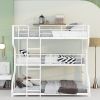 Full XL over Twin XL over Queen Size Triple Bunk Bed with Long and Short Ladder,White - as pic