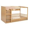 Full size House Bed with Two Drawers and Wardrobe,Natural - as Pic