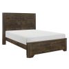 Rustic Brown Finish Queen Bed Clipped Corners Transitional Style Wooden Bedroom Furniture 1pc Panel Bed - as Pic