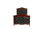 Dark Cherry Full Size Bed Youth Bedroom Furniture Espresso Faux Leather Headboard Footboard Plywood - as Pic