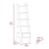 Oslo Ladder Bookcase; Four Legs; One Drawer; Five Open Shelves -Dark Walnut - as Pic
