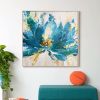 100% Handmade Abstract Oil Painting Top Selling Wall Art Modern Minimalist Blue Color Flowers Picture Canvas Home Decor For Living Room No Frame - 120