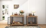 Furniture Dog Cage Crate with Double Doors, Rustic Brown, 38.58'' W x 25.2'' D x 27.17'' H - as Pic