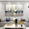 100% Hand Painted Abstract Modern Boat Pictures Art Oil Painting On Canvas Wall Art Wall Painting For Living Room Home Decoration - 150x220cm