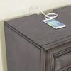 Gray Solid wood 1pc Nightstand Nickel Round Knob Transitional Style 3-Drawers Nightstand w Under Nightlight - as Pic