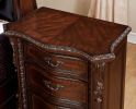 Formal Traditional 1pc Nightstand Only Brown Cherry Solid wood 3-Drawers Intricate Accents Glides Bronze Hanging Pulls Bedroom Furniture - as Pic