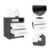 Rowley 2-Drawer 1-Shelf Rectangle Nightstand Smokey Oak and White - as Pic