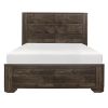 Rustic Brown Finish Queen Bed Clipped Corners Transitional Style Wooden Bedroom Furniture 1pc Panel Bed - as Pic