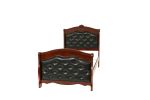 Dark Cherry Full Size Bed Youth Bedroom Furniture Espresso Faux Leather Headboard Footboard Plywood - as Pic