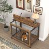 Furniture Dog Cage Crate with Double Doors, Rustic Brown, 38.58'' W x 25.2'' D x 27.17'' H - as Pic