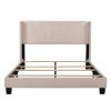 Queen Size Velvet Upholstered Platform Bed, Box Spring Needed - Beige - as pic