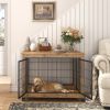 Furniture Dog Cage Crate with Double Doors, Rustic Brown, 38.58'' W x 25.2'' D x 27.17'' H - as Pic
