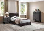 Bedroom Furniture Contemporary Look Grey Color Nightstand Drawers Bed Side Table plywood - as Pic