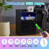 LED Nightstand with 3 Drawers, Modern Bedside Night Stand End Table with Charging Station, USB Ports and Outlets LED Light Strips for Bedroom, Living