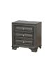 Gray Solid wood 1pc Nightstand Nickel Round Knob Transitional Style 3-Drawers Nightstand w Under Nightlight - as Pic