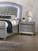 Classic Silver1pc Nightstand Only Contemporary Solid wood 2-Drawers Felt-lined Top English Dovetail Acrylic Legs & Pull Handle - as Pic