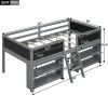 Twin Size Low Loft Bed with Two Movable Shelves and Ladder,with Decorative Guardrail Chalkboard,Gray(Old SKU: WF283286AAE) - as Pic
