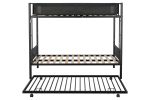 Metal Twin over twin bunk bed with Trundle/ Sturdy Metal Frame/ Noise-Free Wood Slats/ Comfortable Textilene Guardrail/ 2 side Ladders/ Space-Saving T