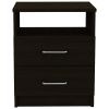 Brookeline 2-Drawer 1-Shelf Rectangle Nightstand Black Wengue - as Pic
