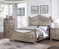 Formal Traditional Antique Silver 1pc California King Size Bed Unique Design Headboard Footboard Bedframe - as Pic