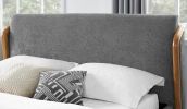 Mid-century Modern Gray Polyster Fabric Wingback Design 1pc California King Size Bed Headboard Bedroom Furniture - as Pic